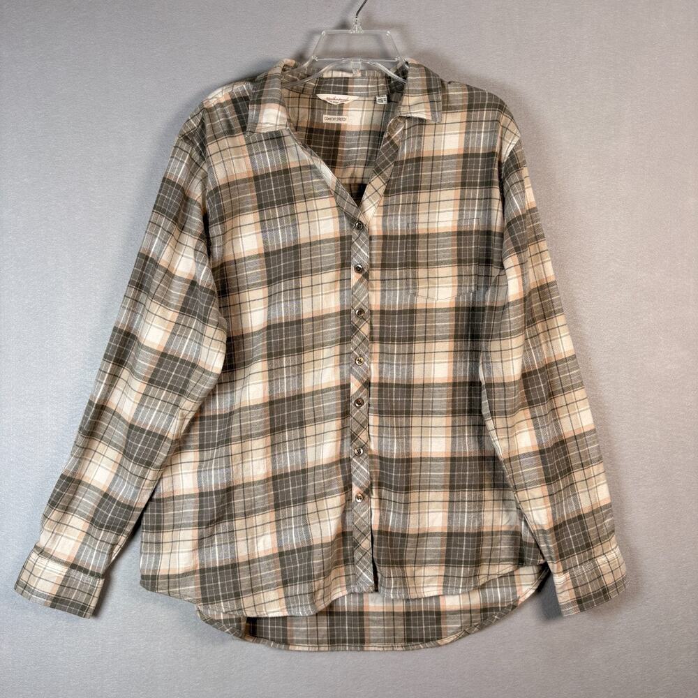 Weatherproof Vintage Women's XL Plaid Flannel Shirt Comfort Stretch